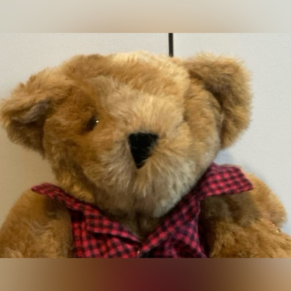 Vermont Teddy Bear Company Jointed HOT FUR YA; Flannel Plaid Shirt Jeans…